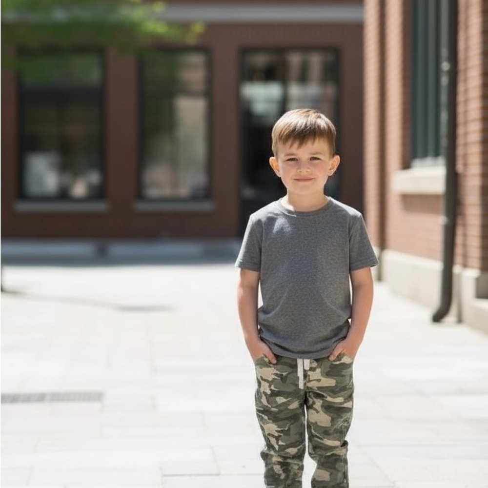 Wonder Nation  camo print brown green Boy pants 6-7 pockets elastic waist string